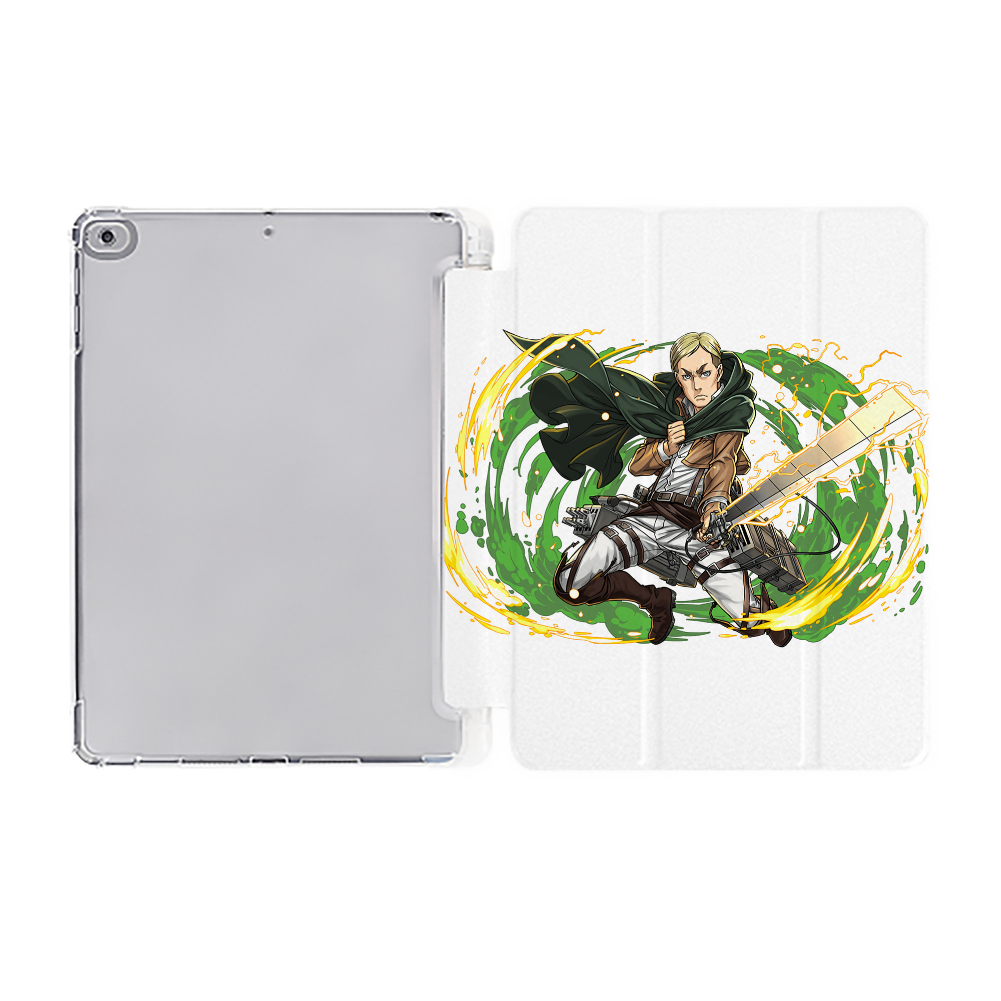 （画像用） 進撃の巨人 エルヴィン・スミス Attack on Titan Erwin Smith IPad ケース ペン収納付き 三つ折りスタンド PUレザー×シリコン 対応機種9.5/10.5/10.9インチ